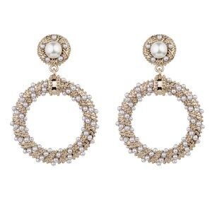 Eye Candy Gold‎ and Pearl Hoop Earrings BNWT